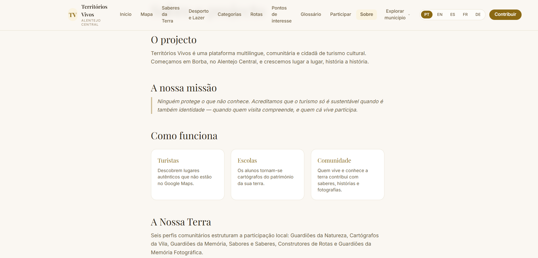 Territórios Vivos — Apresentação do projecto
