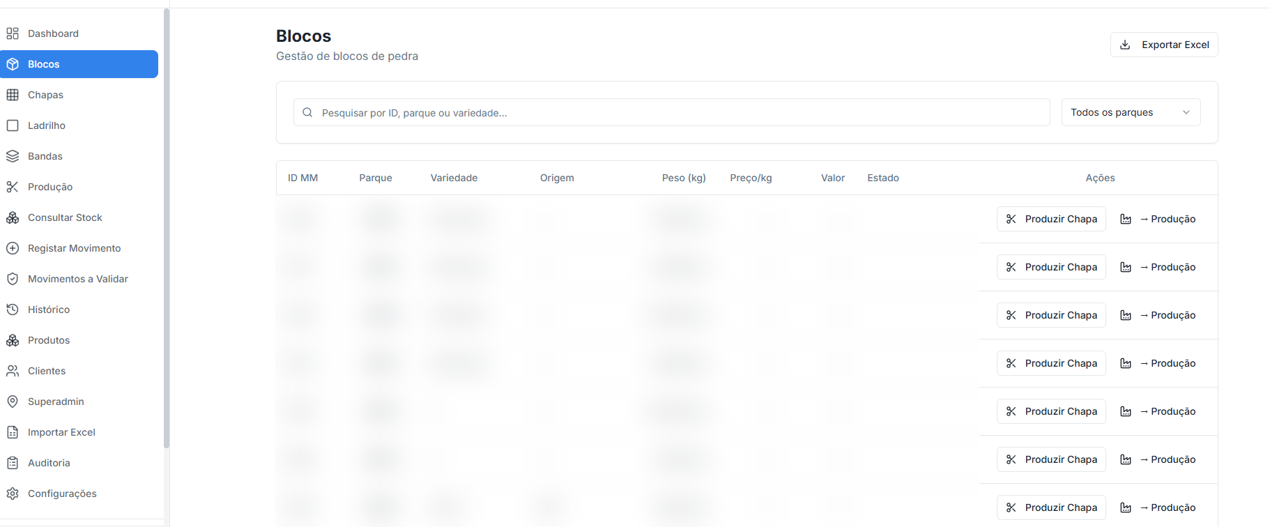 Stock Flow — Gestão de blocos