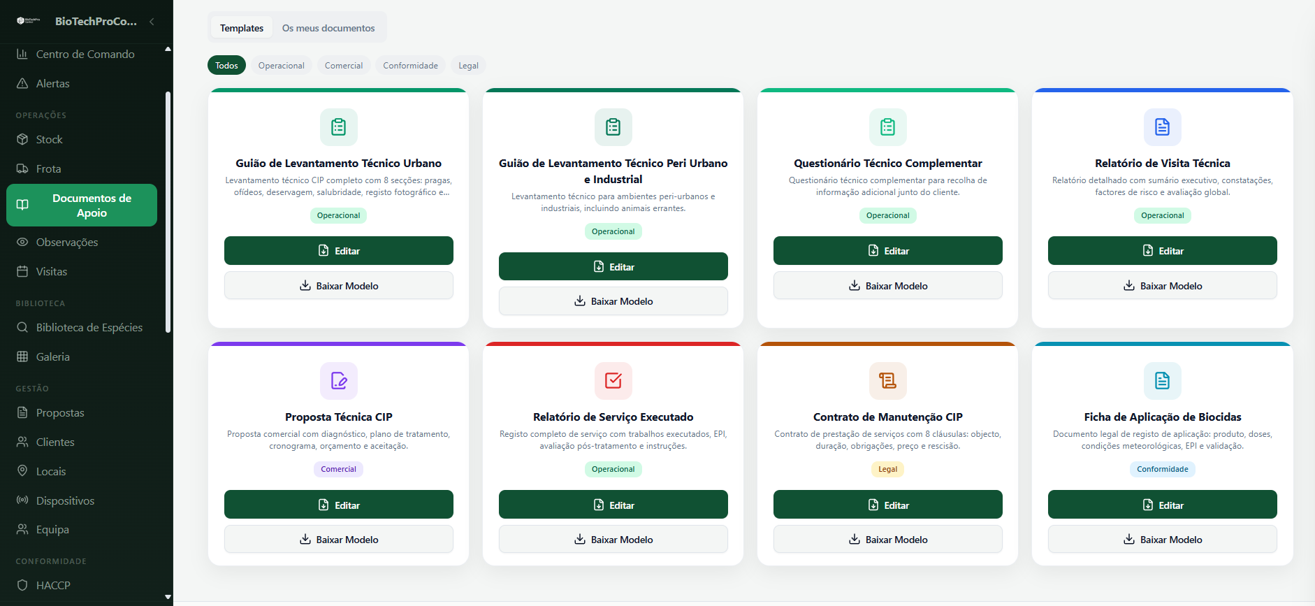 Bio Tech Pro System — Documentos de apoio