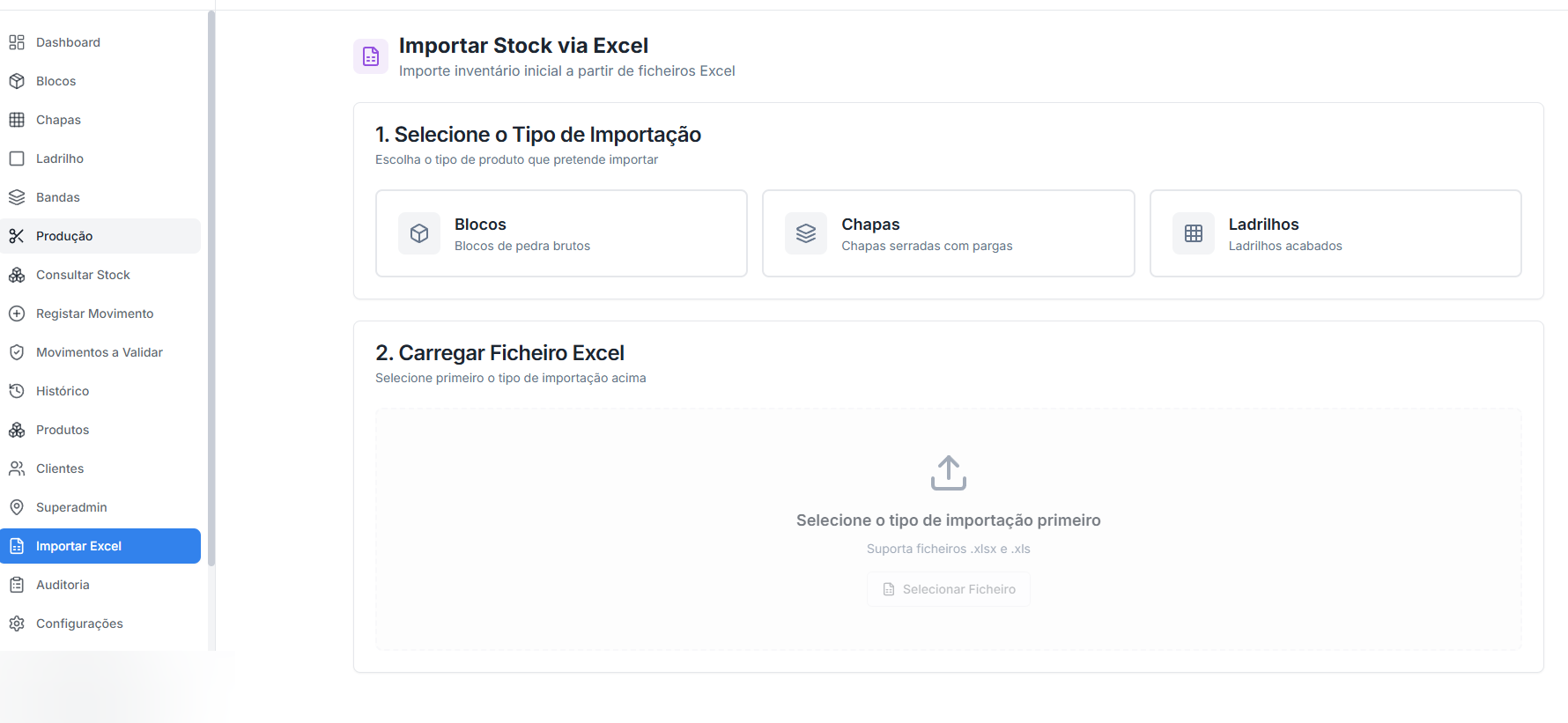 Stock Flow — Importação de stock